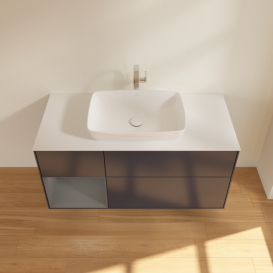 Тумба под раковину Villeroy & Boch Finion 120х50,1 см с подсветкой МДФ темно-синий матовый лак/стекло белое матовое G821GKHG