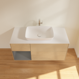 Тумба под раковину Villeroy & Boch Finion 120х50,1 см с подсветкой МДФ шпон дуба/стекло белое матовое G821GKPC