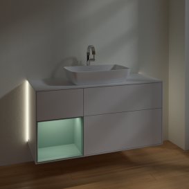 Тумба под раковину Villeroy & Boch Finion 120х50,1 см с подсветкой МДФ глянцевый белый лак/стекло белое матовое G821GMGF