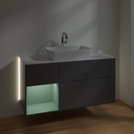 Тумба под раковину Villeroy & Boch Finion 120х50,1 см с подсветкой МДФ антрацит матовый лак/стекло белое матовое G821GMGK