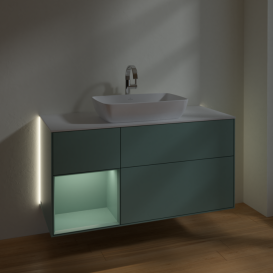 Тумба под раковину Villeroy & Boch Finion 120х50,1 см с подсветкой МДФ оливковый матовый лак/стекло белое матовое G821GMGM