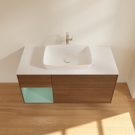 Тумба под раковину Villeroy & Boch Finion 120х50,1 см с подсветкой МДФ шпон грецкого ореха/стекло белое матовое G821GMGN