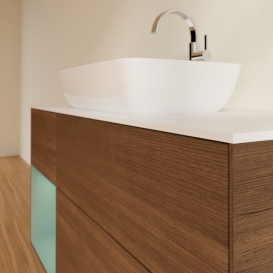 Тумба под раковину Villeroy & Boch Finion 120х50,1 см с подсветкой МДФ шпон грецкого ореха/стекло белое матовое G821GMGN