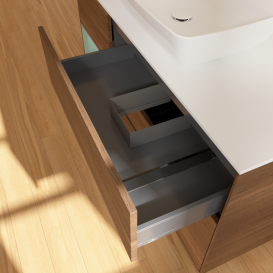 Тумба под раковину Villeroy & Boch Finion 120х50,1 см с подсветкой МДФ шпон грецкого ореха/стекло белое матовое G821GMGN