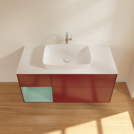 Тумба под раковину Villeroy & Boch Finion 120х50,1 см с подсветкой МДФ пион матовый лак/стекло белое матовое G821GMHB