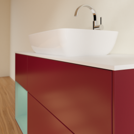 Тумба под раковину Villeroy & Boch Finion 120х50,1 см с подсветкой МДФ пион матовый лак/стекло белое матовое G821GMHB