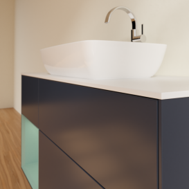 Тумба под раковину Villeroy & Boch Finion 120х50,1 см с подсветкой МДФ темно-синий матовый лак/стекло белое матовое G821GMHG