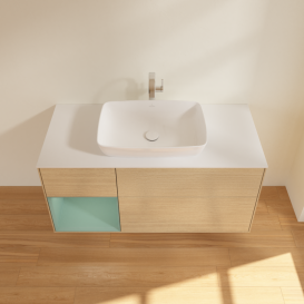 Тумба под раковину Villeroy & Boch Finion 120х50,1 см с подсветкой МДФ шпон дуба/стекло белое матовое G821GMPC