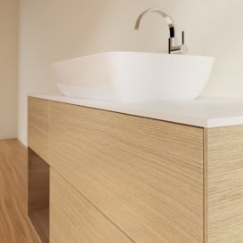 Тумба под раковину Villeroy & Boch Finion 120х50,1 см с подсветкой МДФ шпон дуба/стекло белое матовое G821GNPC