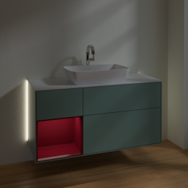 Тумба под раковину Villeroy & Boch Finion 120х50,1 см с подсветкой МДФ оливковый матовый лак/стекло белое матовое G821HBGM