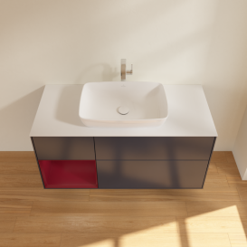 Тумба под раковину Villeroy & Boch Finion 120х50,1 см с подсветкой МДФ темно-синий матовый лак/стекло белое матовое G821HBHG