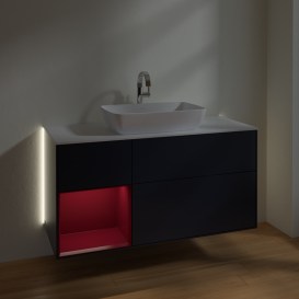 Тумба под раковину Villeroy & Boch Finion 120х50,1 см с подсветкой МДФ темно-синий матовый лак/стекло белое матовое G821HBHG