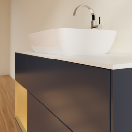 Тумба под раковину Villeroy & Boch Finion 120х50,1 см с подсветкой МДФ темно-синий матовый лак/стекло белое матовое G821HFHG