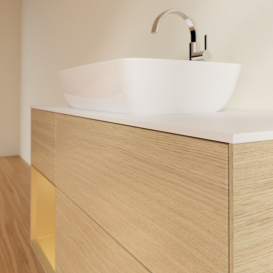 Тумба под раковину Villeroy & Boch Finion 120х50,1 см с подсветкой МДФ шпон дуба/стекло белое матовое G821HFPC