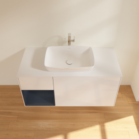 Тумба под раковину Villeroy & Boch Finion 120х50,1 см с подсветкой МДФ глянцевый белый лак/стекло белое матовое G821HGGF