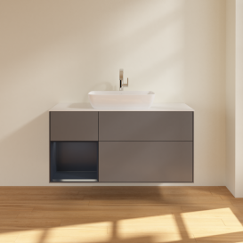 Тумба под раковину Villeroy & Boch Finion 120х50,1 см с подсветкой МДФ антрацит матовый лак/стекло белое матовое G821HGGK