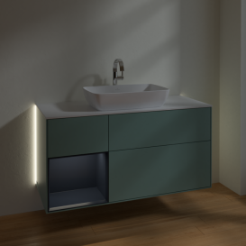 Тумба под раковину Villeroy & Boch Finion 120х50,1 см с подсветкой МДФ оливковый матовый лак/стекло белое G821HGGM