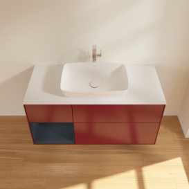 Тумба под раковину Villeroy & Boch Finion 120х50,1 см с подсветкой МДФ пион матовый лак/стекло белое матовое G821HGHB