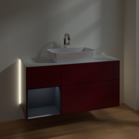 Тумба под раковину Villeroy & Boch Finion 120х50,1 см с подсветкой МДФ пион матовый лак/стекло белое матовое G821HGHB