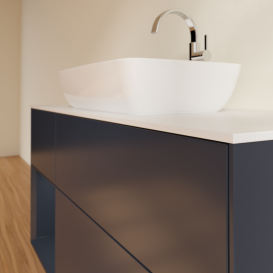 Тумба под раковину Villeroy & Boch Finion 120х50,1 см с подсветкой МДФ темно-синий матовый лак/стекло белое матовое G821HGHG
