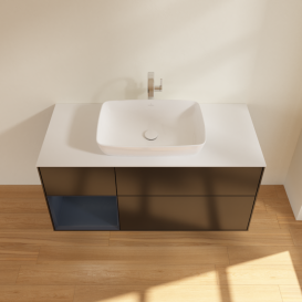 Тумба под раковину Villeroy & Boch Finion 120х50,1 см с подсветкой МДФ черный матовый лак/стекло белое матовое G821HGPD