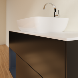 Тумба под раковину Villeroy & Boch Finion 120х50,1 см с подсветкой МДФ черный матовый лак/стекло белое матовое G821HGPD