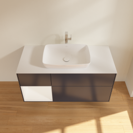 Тумба под раковину Villeroy & Boch Finion 120х50,1 см с подсветкой МДФ темно-синий матовый лак/стекло белое матовое G821MTHG