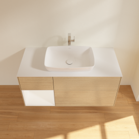 Тумба под раковину Villeroy & Boch Finion 120х50,1 см с подсветкой МДФ шпон дуба/стекло белое матовое G821MTPC