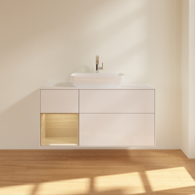 Тумба под раковину Villeroy & Boch Finion 120х50,1 см с подсветкой МДФ глянцевый белый лак/стекло белое матовое G821PCGF