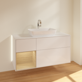 Тумба под раковину Villeroy & Boch Finion 120х50,1 см с подсветкой МДФ глянцевый белый лак/стекло белое матовое G821PCGF