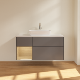 Тумба под раковину Villeroy & Boch Finion 120х50,1 см с подсветкой МДФ антрацит матовый лак/стекло белое матовое G821PCGK