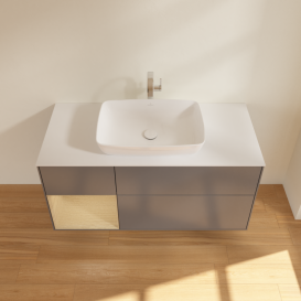 Тумба под раковину Villeroy & Boch Finion 120х50,1 см с подсветкой МДФ антрацит матовый лак/стекло белое матовое G821PCGK