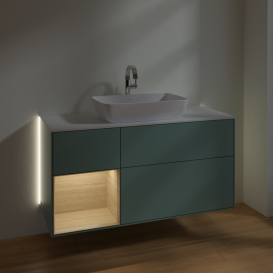 Тумба под раковину Villeroy & Boch Finion 120х50,1 см с подсветкой МДФ оливковый матовый лак/стекло белое матовое G821PCGM