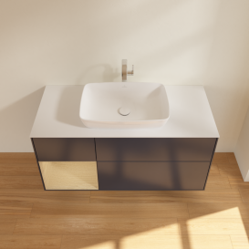 Тумба под раковину Villeroy & Boch Finion 120х50,1 см с подсветкой МДФ темно-синий матовый лак/стекло белое матовое G821PCHG