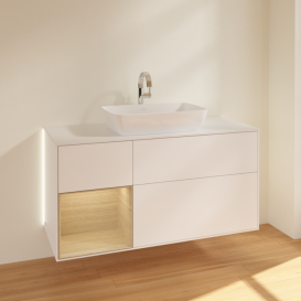 Тумба под раковину Villeroy & Boch Finion 120х50,1 см с подсветкой МДФ белый матовый лак/стекло белое матовое G821PCMT