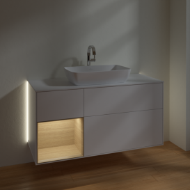 Тумба под раковину Villeroy & Boch Finion 120х50,1 см с подсветкой МДФ белый матовый лак/стекло белое матовое G821PCMT