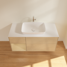 Тумба под раковину Villeroy & Boch Finion 120х50,1 см с подсветкой МДФ шпон дуба/стекло белое матовое G821PCPC