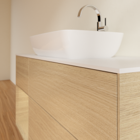 Тумба под раковину Villeroy & Boch Finion 120х50,1 см с подсветкой МДФ шпон дуба/стекло белое матовое G821PCPC