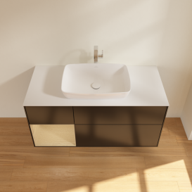 Тумба под раковину Villeroy & Boch Finion 120х50,1 см с подсветкой МДФ черный матовый лак/стекло белое матовое G821PCPD