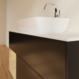 Тумба под раковину Villeroy & Boch Finion 120х50,1 см с подсветкой МДФ черный матовый лак/стекло белое матовое G821PCPD