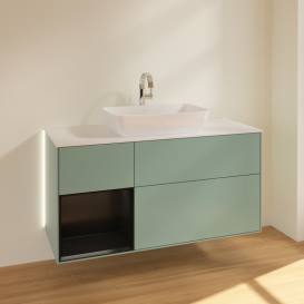 Тумба под раковину Villeroy & Boch Finion 120х50,1 см с подсветкой МДФ оливковый матовый лак/стекло белое матовое G821PDGM