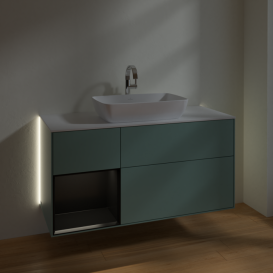 Тумба под раковину Villeroy & Boch Finion 120х50,1 см с подсветкой МДФ оливковый матовый лак/стекло белое матовое G821PDGM