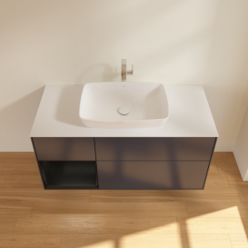 Тумба под раковину Villeroy & Boch Finion 120х50,1 см с подсветкой МДФ темно-синий матовый лак/стекло белое матовое G821PDHG