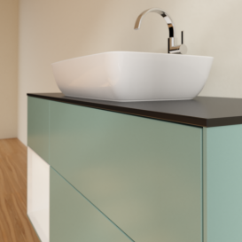 Тумба под раковину Villeroy & Boch Finion 120х50,1 см с подсветкой МДФ оливковый матовый лак/стекло черное матовое G822GFGM