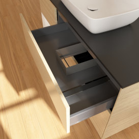 Тумба под раковину Villeroy & Boch Finion 120х50,1 см с подсветкой МДФ шпон дуба/стекло черное матовое G822GFPC