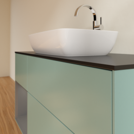 Тумба под раковину Villeroy & Boch Finion 120х50,1 см с подсветкой МДФ оливковый матовый лак/стекло черное матовое G822GKGM