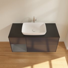 Тумба под раковину Villeroy & Boch Finion 120х50,1 см с подсветкой МДФ темно-синий матовый лак/стекло черное матовое G822GKHG