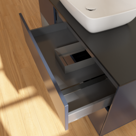 Тумба под раковину Villeroy & Boch Finion 120х50,1 см с подсветкой МДФ темно-синий матовый лак/стекло черное матовое G822GKHG