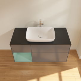 Тумба под раковину Villeroy & Boch Finion 120х50,1 см с подсветкой МДФ антрацит матовый лак/стекло черное матовое G822GMGK