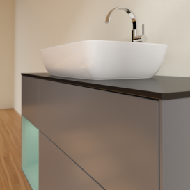 Тумба под раковину Villeroy & Boch Finion 120х50,1 см с подсветкой МДФ антрацит матовый лак/стекло черное матовое G822GMGK